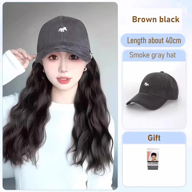 synthetic 30/40cm45cm wig baseball cap long straight hair wig duck tongue cap bobble head curly hair ponytail bob Christmas gift