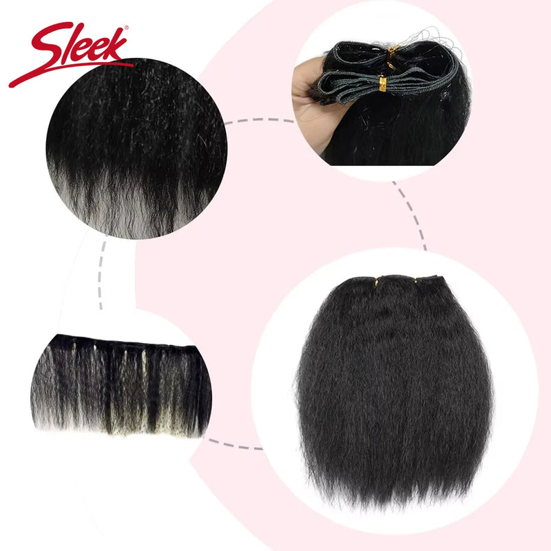 Sleek 3Pcs Brazilian Kinky Straight Weaving Bundles Nature Black And Brown 4