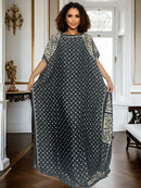Elegante plus size praia Abaya férias e traje casual, vestido maxi solto