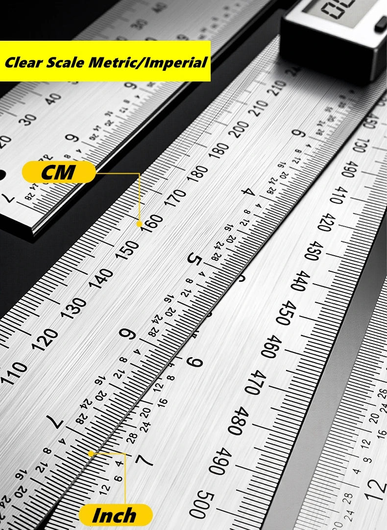 Escala detectora de régua de ângulo digital, 200/300/500mm, adequada para ferramentas de medição de marcenaria, ferramentas multifuncionais de alta precisão