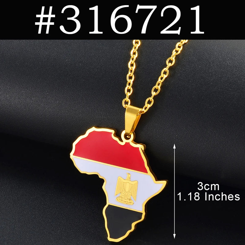 Anniyo 3CM Hip-hop Africa Map Pendant Necklaces Stainless Steel Algeria Morocco Egypt Tunisia Libay Jewelry