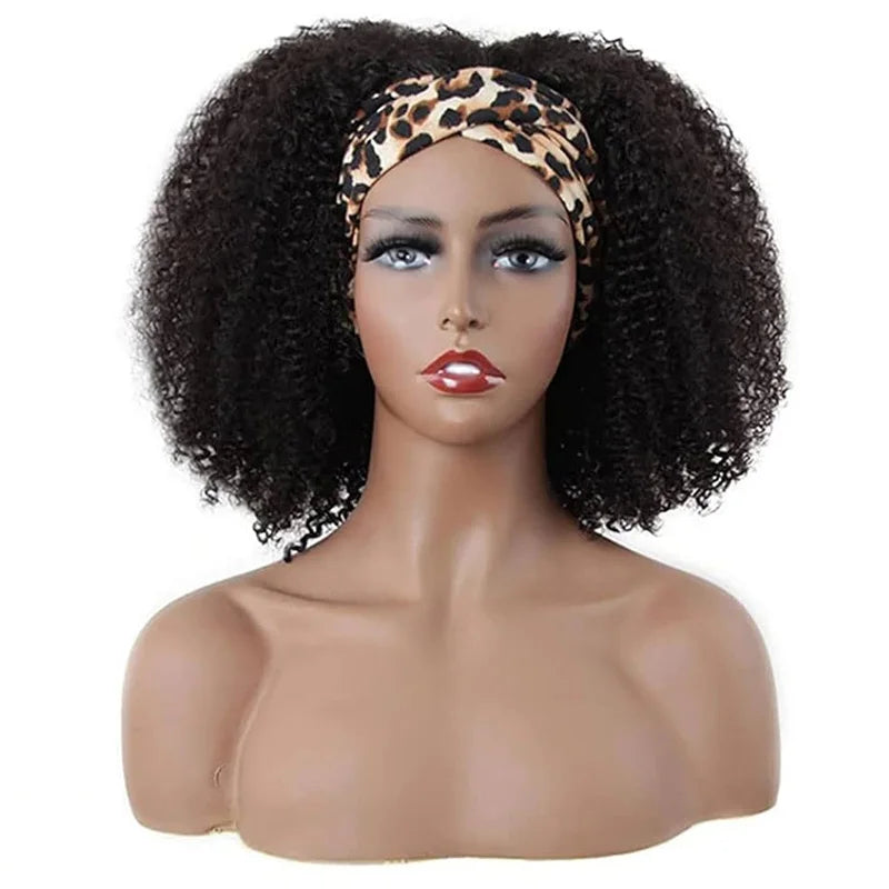 Afro Kinky Curly Headband Wigs for Women Cheap Human Hair Wigs 180% Density Head Band Half Wigs Brazilian Remy Hair Gabrielle