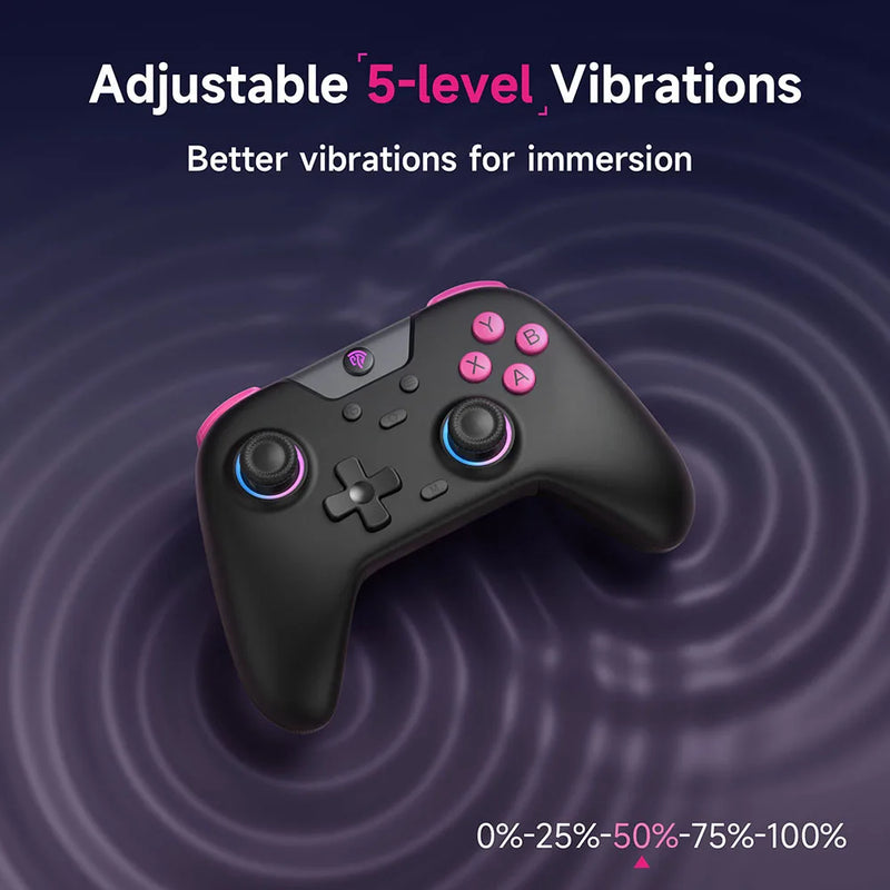 Controlador de jogos sem fio EasySMX X05 Bluetooth Gamepad compatível com PC/Switch/Telefone/TV/Steam, efeito Hall RGB, preto