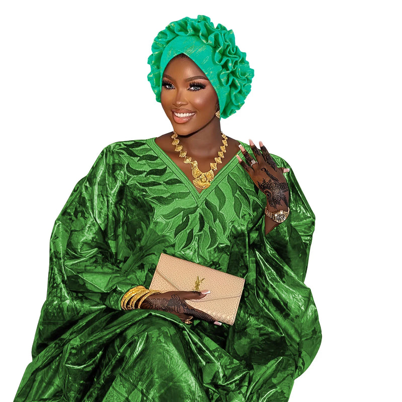 Africano babados cabeça envolve gorro ouro carimbo tecido turbante boné para mulheres nigeria festa de casamento headtie