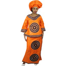 Vestidos africanos para mulheres, top de manga 3/4 com envoltório e cachecol, 3 peças, um conjunto de 2 tamanhos menor do que nos tamanhos