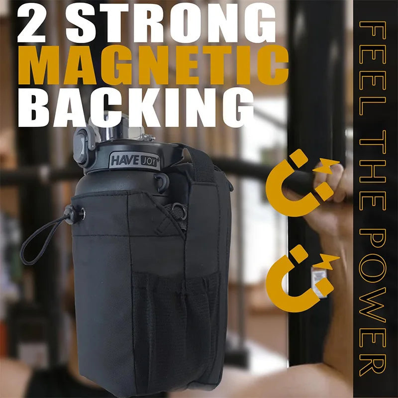Fitness Magnetic Water Bottle Bag Water Cup Messenger Bag Gym Phone Key Storage Bag