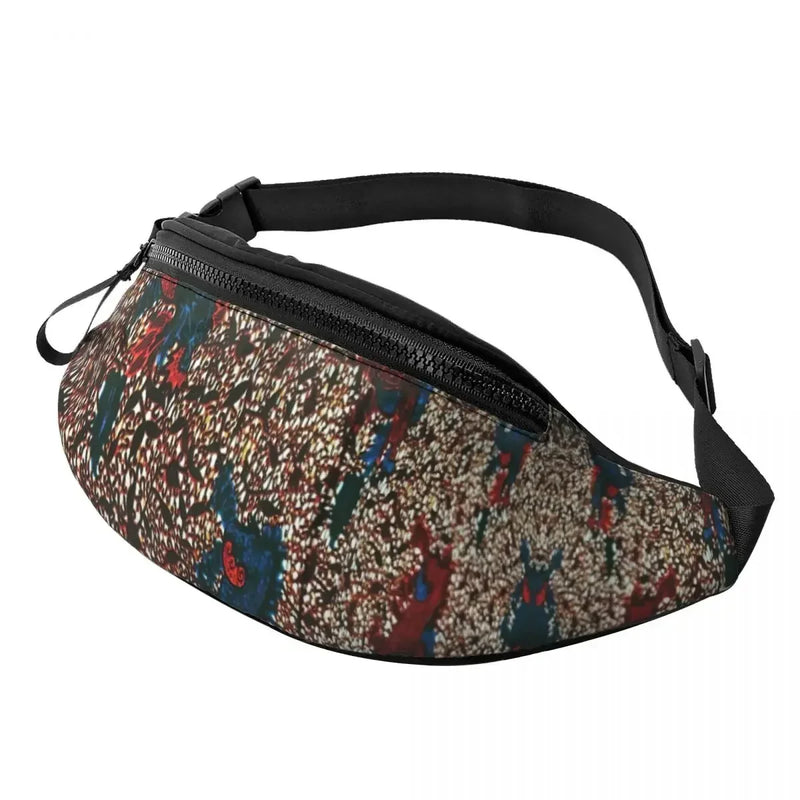 African Kente Cloth Design Fanny Pack for Men Women Africa Ethnic Pattern Crossbody Waist Bag Cycling Camping Phone Money Pouch