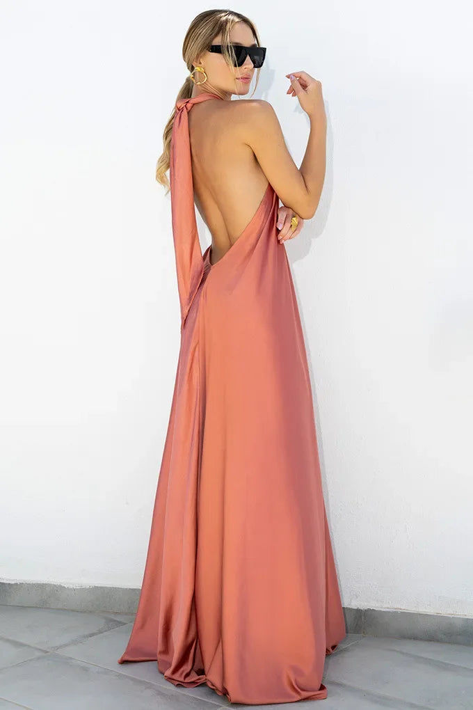 Fashion Women's Solid Color Suspender Sexy Dress 2024 Spring and Summer Loose Casual Irregular Hem Mid-length Dresses for Women