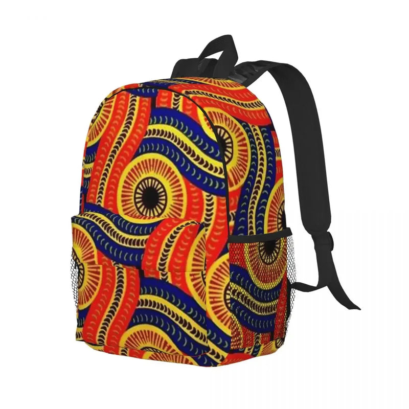 African Ankara Wax Print Backpack Student Boys Girls BookBag Children School Bag Computer Shoulder Bags for Men Women
