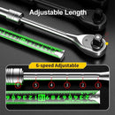 72 dentes 1/4 "1/2" chave de soquete telescópica catraca CR-V liberação rápida profissional ferramentas manuais reparo automóvel