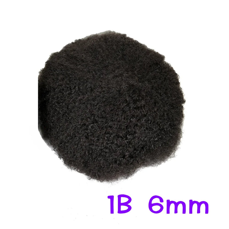10x8 Inch Full French Lace Afro Curly Topee for Men Human Hair Prosthesis 6mm Wave Black African Men's Wig Replacement System