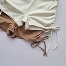 Shorts de fitness de yoga feminino de cintura alta sexy cordão amarrado calças quentes esportivas de três partes para fitness e exercício