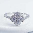 Anel de moissanite de prata esterlina s925 de 0,4 quilates com design de trevo de quatro folhas joias de prata pura