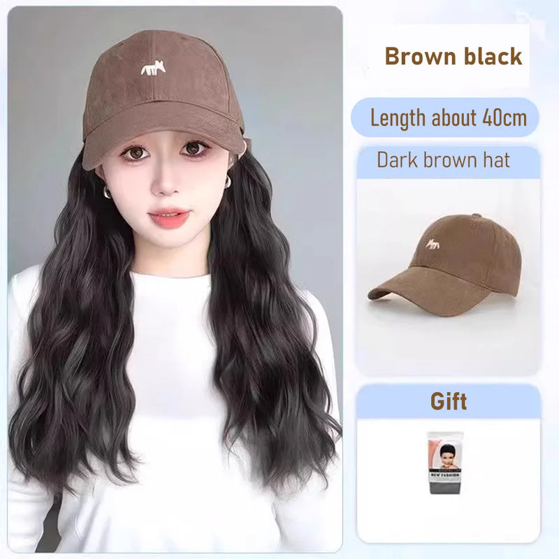 synthetic 30/40cm45cm wig baseball cap long straight hair wig duck tongue cap bobble head curly hair ponytail bob Christmas gift