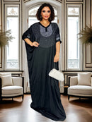 Impressionante vestido de noite feminino brilhante e brilhante incrustado de strass elegante vestido maxi brilhante