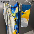 XIZEO vestidos africanos muçulmanos para mulheres dubai abaya gola redonda vestido kaftan com estampa de bolinhas, vestido maxi elegante, vestido maxi