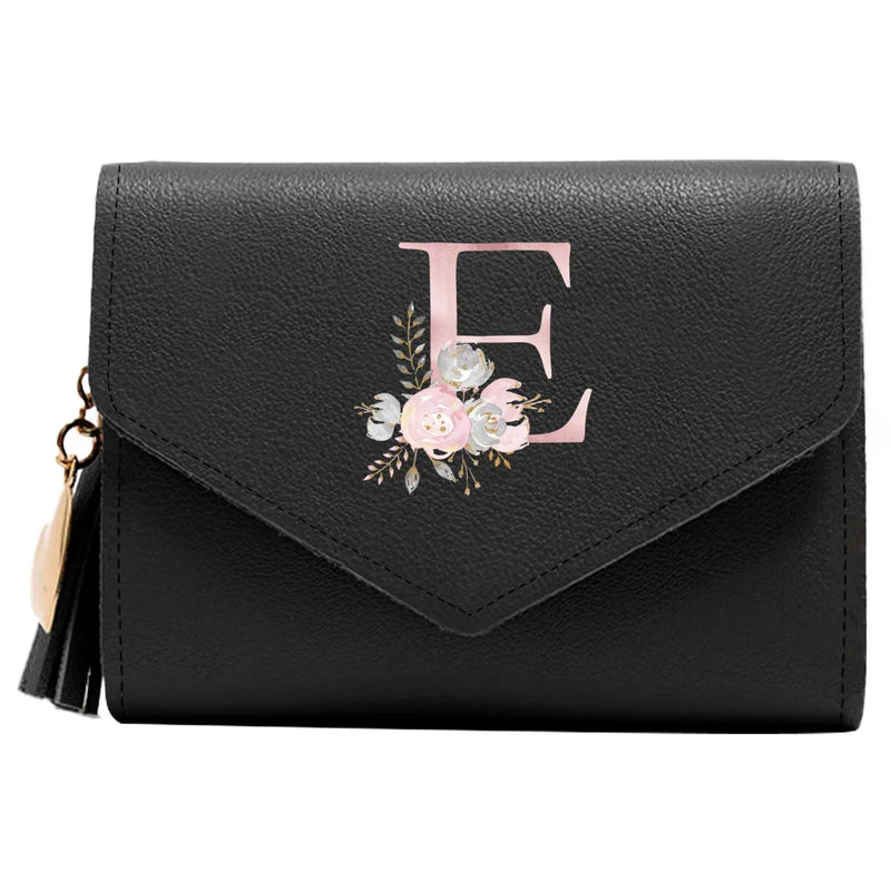 Purse Female Mini Wallet Cute Purse Pink Flower Pattern Slim Wallet RFID Blocking Credit Card Holder Coin Pocket ID Window