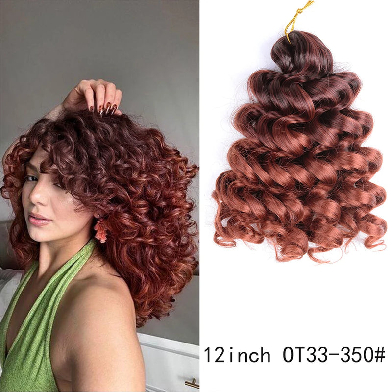 12Inch Water Wavy Synthetic Crochet Hair Ombre Hawaii Afro Curls Braiding Hair Extensions For Women Ocean Wave Hair