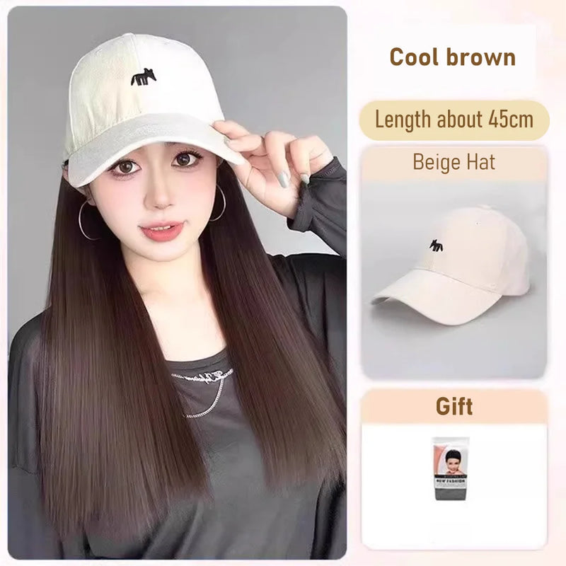 synthetic 30/40cm45cm wig baseball cap long straight hair wig duck tongue cap bobble head curly hair ponytail bob Christmas gift