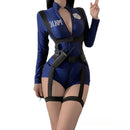 Trajes exóticos lingerie sexy boate feminino uniforme da polícia duplo zíper livre virilha aberta cospaly outfit saia sexy