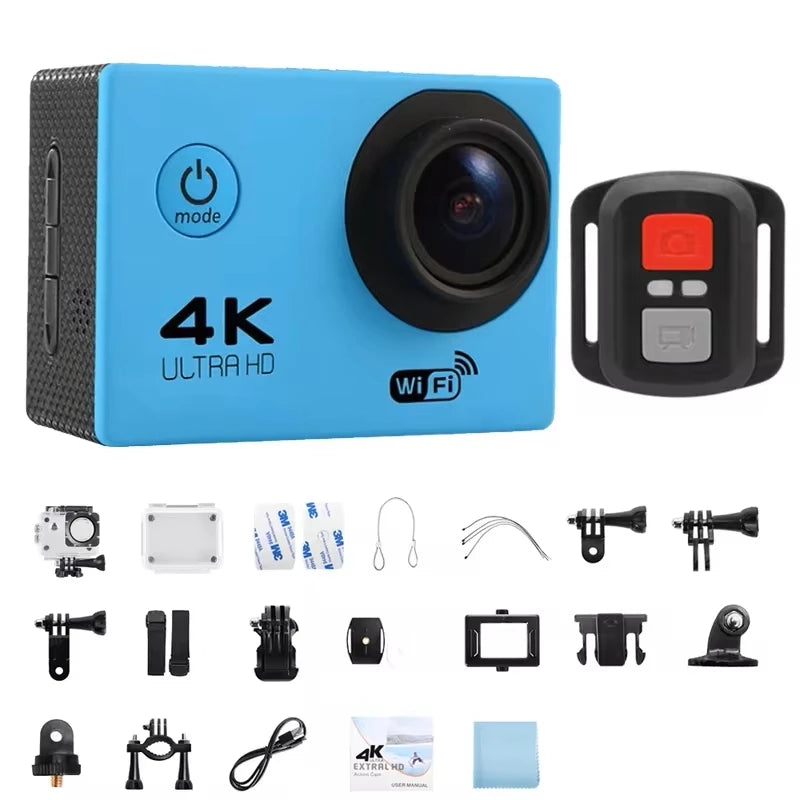 Câmera de ação 4k 1080p/30fps wifi 2.0 "170d subaquática à prova d'água capacete câmera de gravação de vídeo câmeras esportivas ao ar livre mini cam