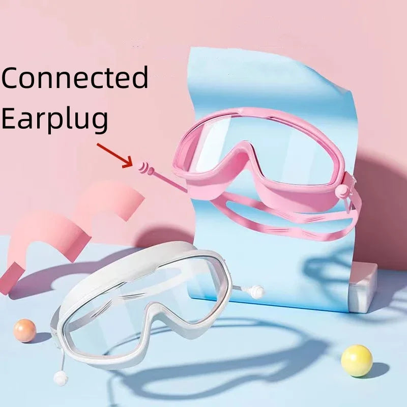 Óculos de natação Óculos de natação de armação grande HD grande angular antiembaçante proteção UV Óculos de natação para adultos sem vazamento