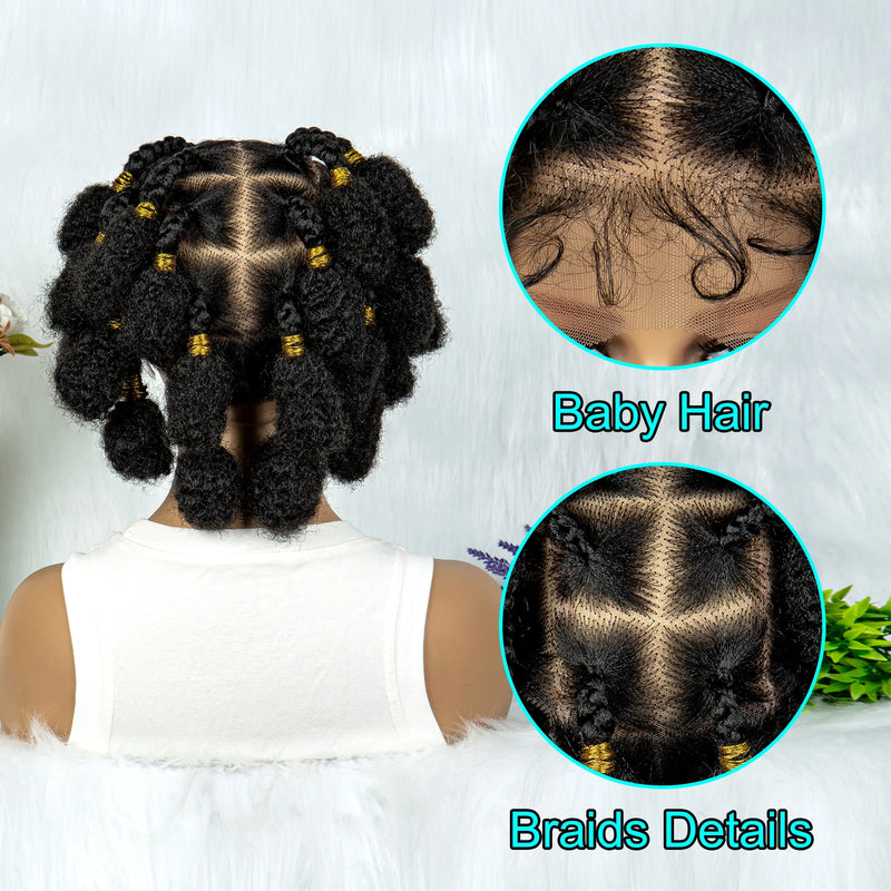 Bantu Synthetic Braided Wigs Full Lace Wig Knotless Box Braids Wigs Afrian Braiding Hair Wigs  For Black Women