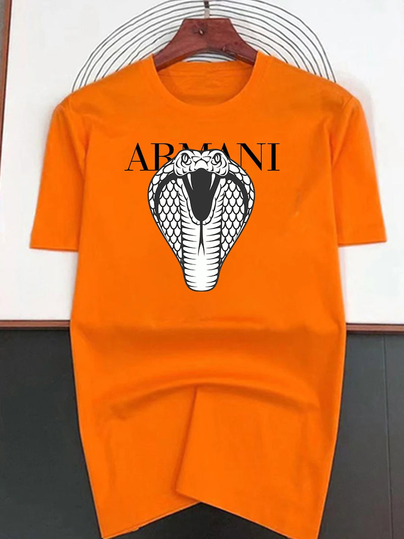 Spring and Summer Light Luxury Fashionable Loose Snake Men and Women Printed Short Sleeved Fashionable Casual Versatile T-shirt