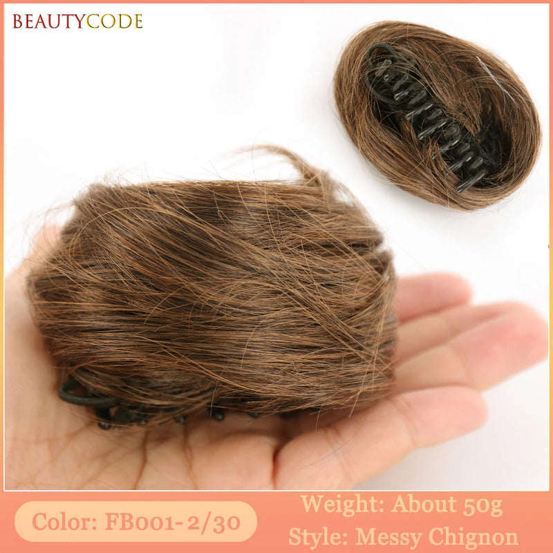 BEAUTYCODE Synthetic Clip-on Hair Bun Elastic Band Hair Messy Chignon Extension Scrunchie Hairpiece For Women and Kids