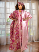 Vestido Dashiki africano de luxo para mulheres-bordado floral manga morcego vestido maxi solto