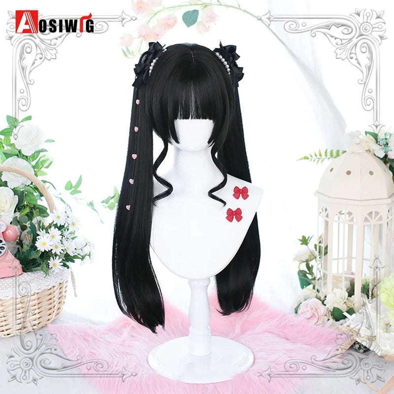 33Inch Synthetic Big wave long curly hair Milk Tea Green Lolita Wigs For Women Cosplay Wig With Bangs Halloween Daily Cosplay Us