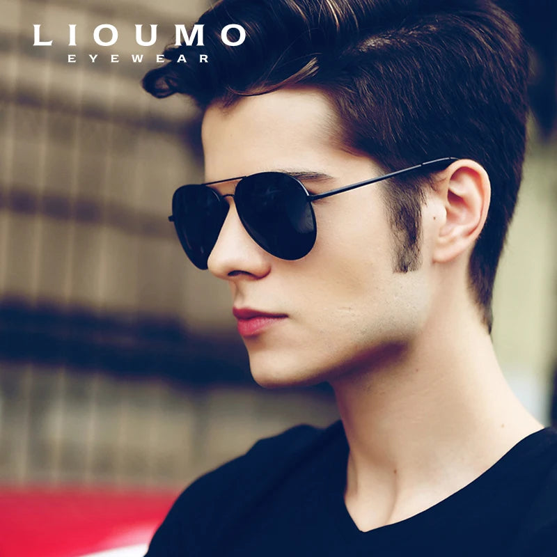 Lioumo óculos de sol de aviação de alta qualidade masculino polarizado óculos de condução moda feminina óculos de piloto anti-reflexo lentes de sol hombre
