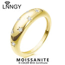 Lngy-925 Sterling Silver Moissanite Anel de Diamante para Mulheres, Chunky Dome Anéis com Certificado, Jóias de Festa, Presente Hiphop, 1.5mm