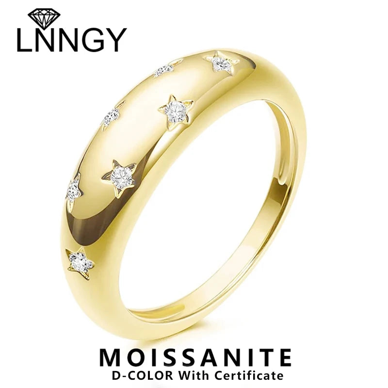 Lngy-925 Sterling Silver Moissanite Anel de Diamante para Mulheres, Chunky Dome Anéis com Certificado, Jóias de Festa, Presente Hiphop, 1.5mm