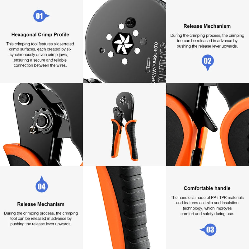 Alicate de friso terminal tubular hsc8 6-4a/16-6 (máx. 0.08-16mm2) fio crimper mini virola crimper ferramentas kit elétrico doméstico