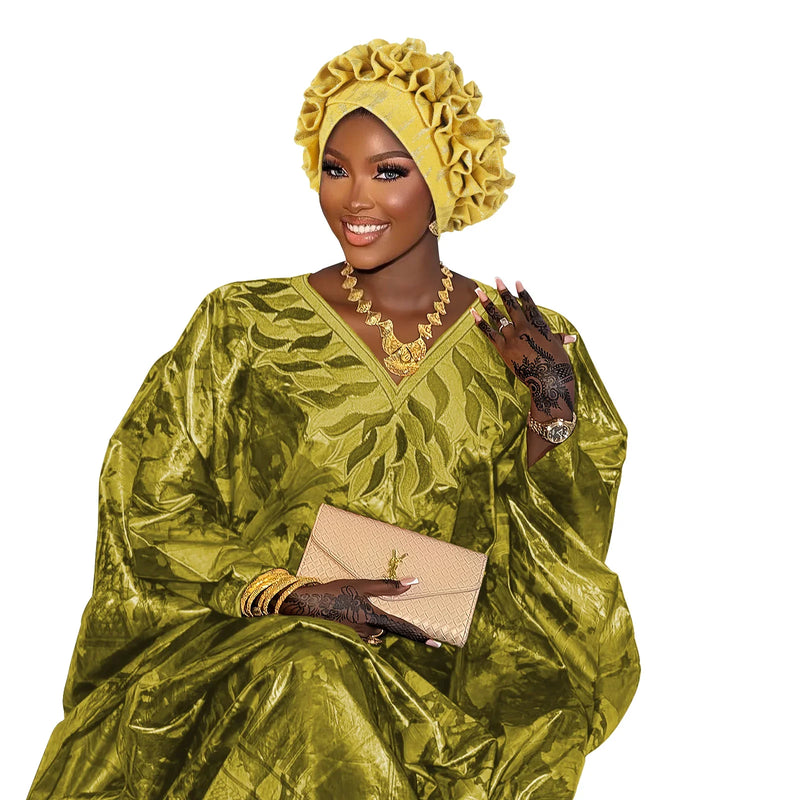 Africano babados cabeça envolve gorro ouro carimbo tecido turbante boné para mulheres nigeria festa de casamento headtie