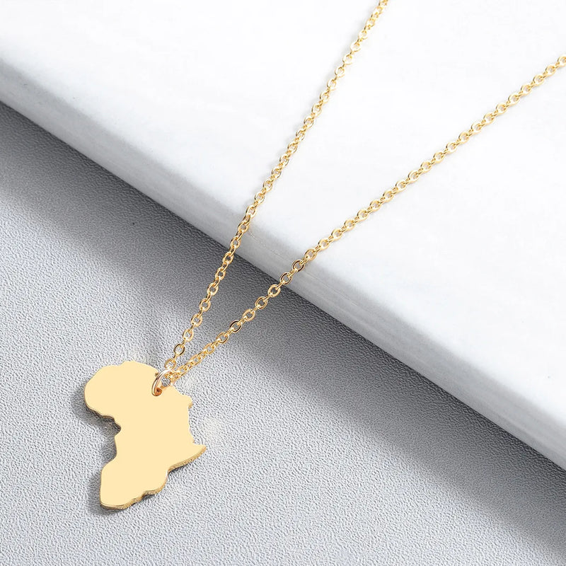 Stainless Steel Necklace, New Accessories, Africa Map Pendant Collarbone Chain bored ape  gothic
