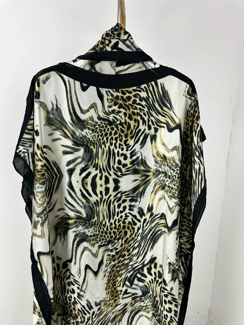 Vestido maxi estampado floral feminino, gola redonda Kaftan Abaya, modesta manga Batwing, roupa de mulher