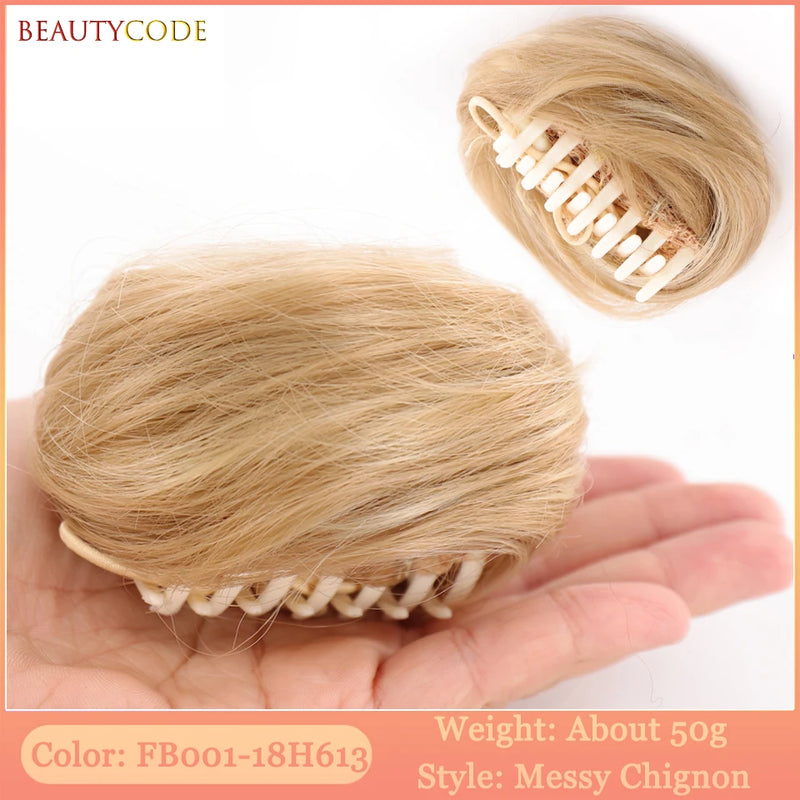 BEAUTYCODE Synthetic Clip-on Hair Bun Elastic Band Hair Messy Chignon Extension Scrunchie Hairpiece For Women and Kids