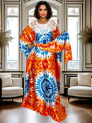 Vestido longo casual feminino estilo étnico vestido maxi confortável Dashiki vestido maxi estampado africano