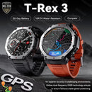 Novo t-rex 3 banda dupla gps militar relógio inteligente 48mm 10atm resistente à água 500mah bateria bússola altímetro smartwatch para huawei