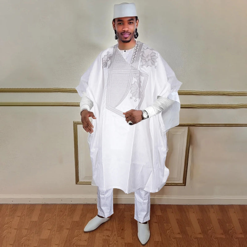 H&D South African Traditional Wear Formal Attire Bazin Riche Dashiki Outfits Shirt Pants Robe Suit African Men Agbada Ramadan