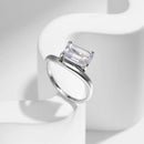 Modian espumante retângulo claro cz anéis 925 prata esterlina moda linha líquida anéis de dedo para casamento feminino jóias finas