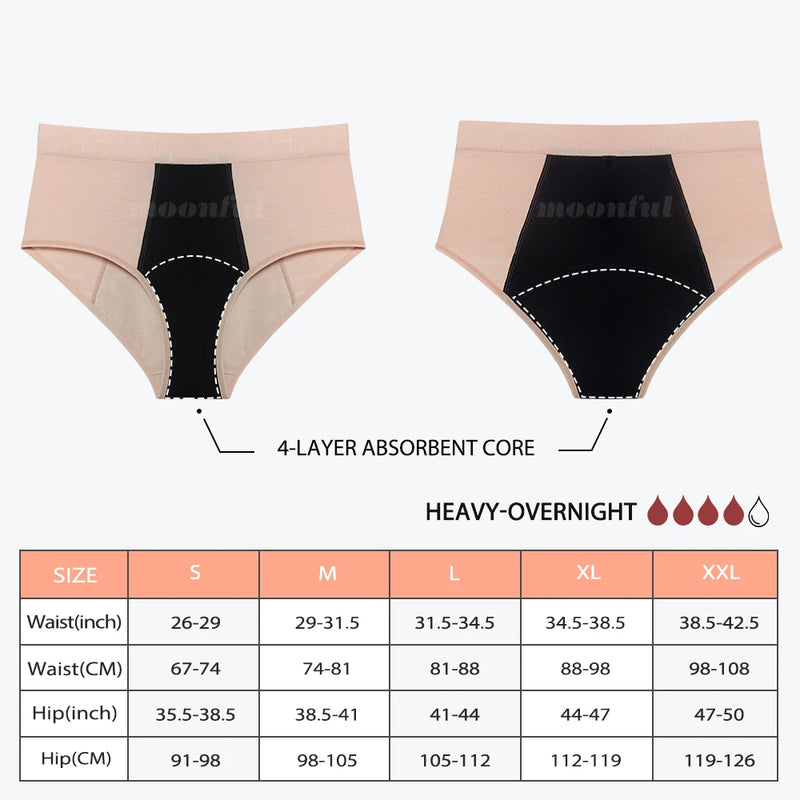 Women Menstrual Period Panties 4 Layer Bamboo Menstrual Panties Overnight Absorbent Period Underwear Culottes Menstruelles Femme