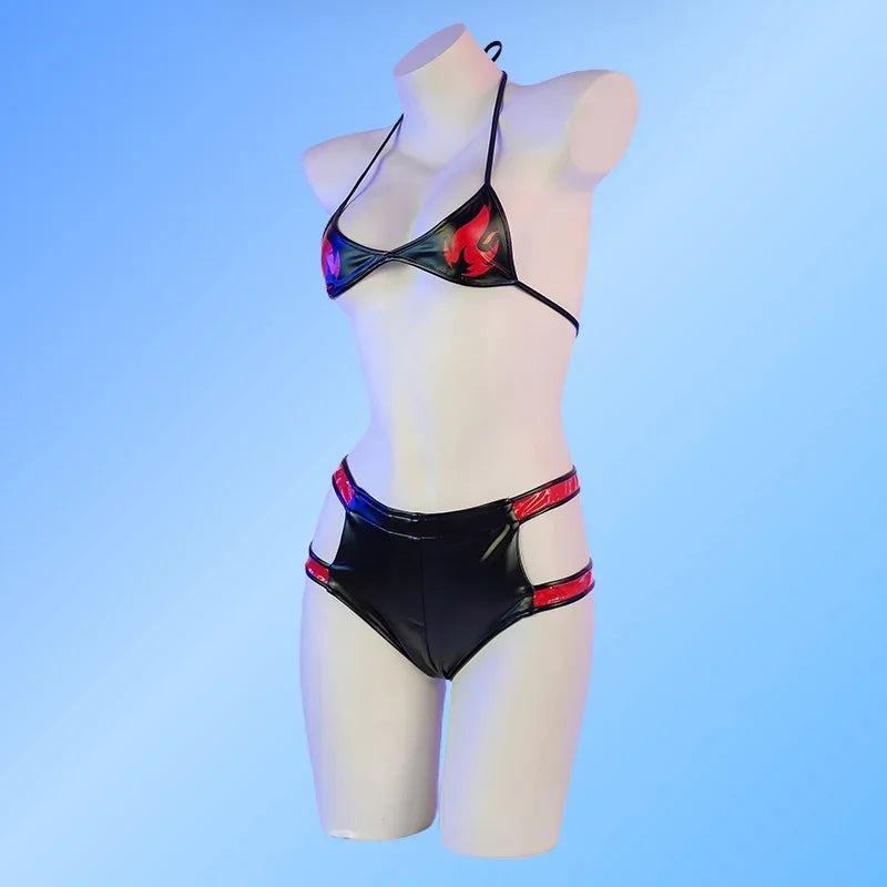 Meninas quentes conjunto de biquíni couro fetiche engrenagem cosplay roupa interior camisola role play roupas estudante lingerie fantasia erótica wear