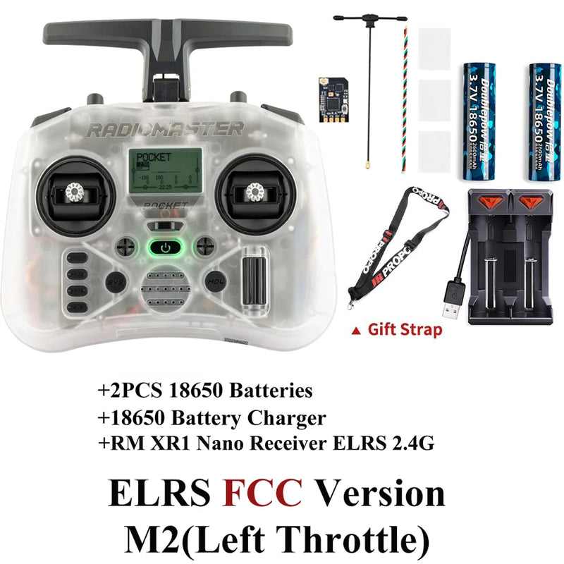 Radiomaster Pocket EdgeTX 2.4G Radio Controller FCC LBT (Mode2 Left-handed Throttle ) CC2500 / ELRS Hall Gimbal Transmitter