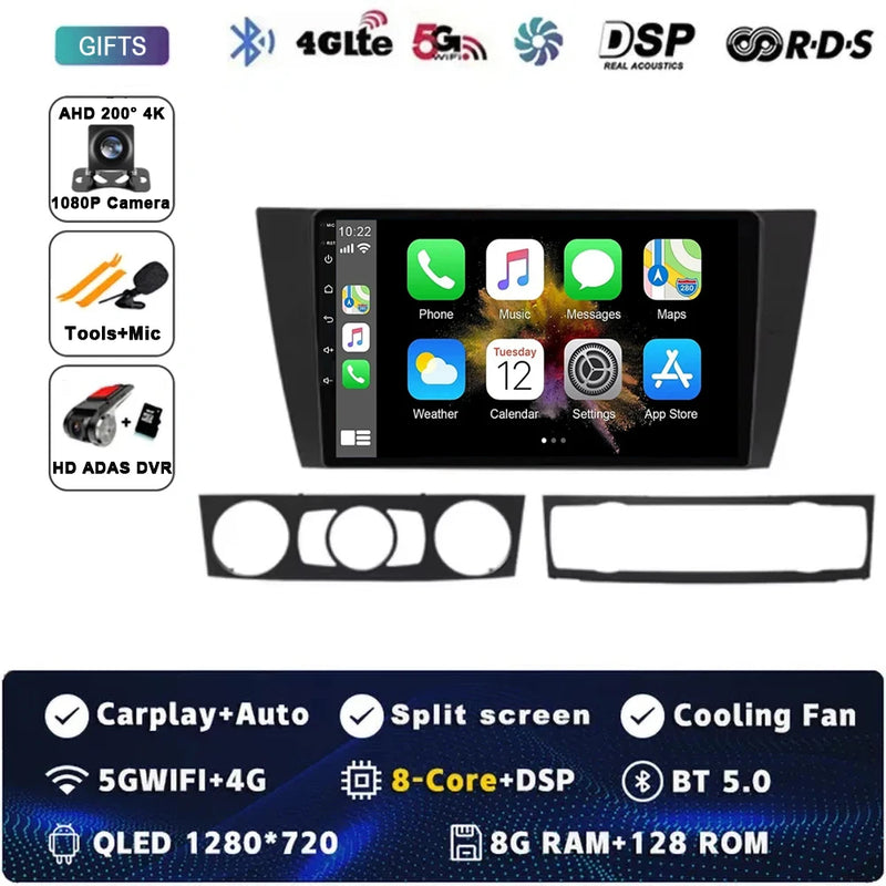 9" Car Radio Wireless CarPlay Android 15 For BMW 3-Series E90 E91 E92 E93 2005 - 2013 Auto Car Intelligent Systems AutoRadio
