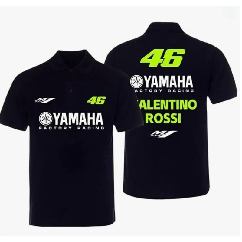 Petronas Yamaha Factory Racing Men's Black Cotton Polo Shirt Sepang Racing Team Summer Sponsor Style