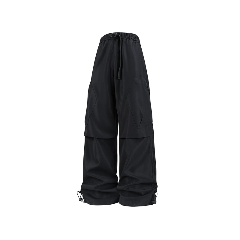 Calças de trabalho ao ar livre com design emendado estilo americano, calças compridas masculinas, calças largas soltas, calças esportivas casuais de perna reta