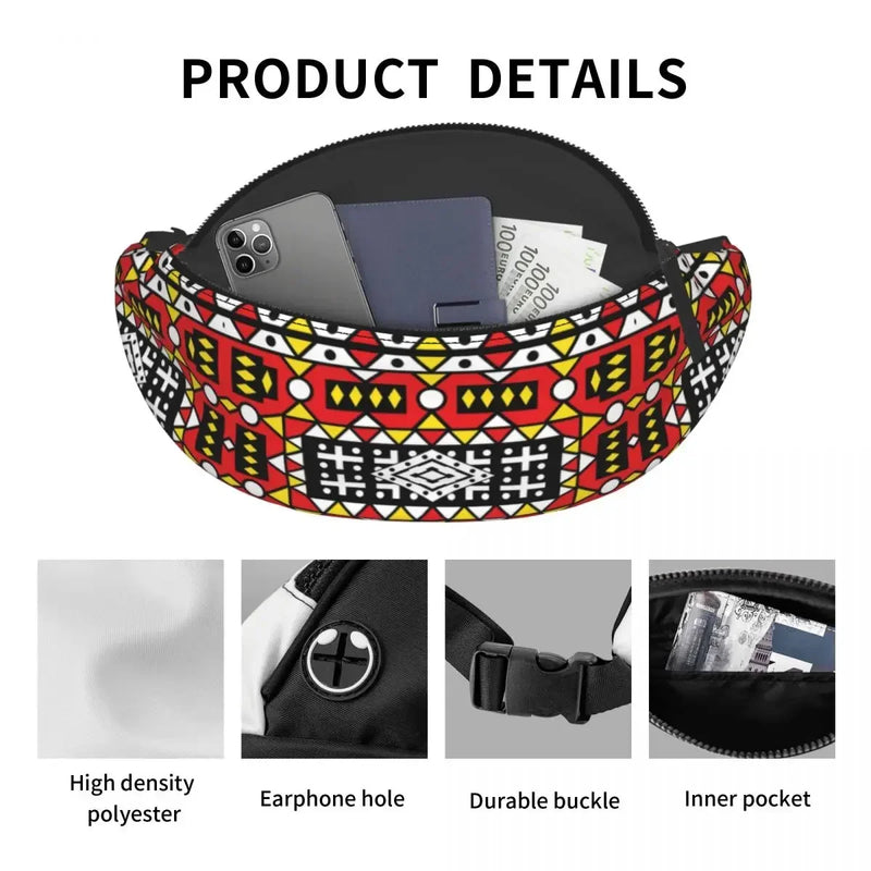 Kizomba Samakaka Ankara Print Fanny Pack for Travel Hiking Women Men African Wax Design Crossbody Waist Bag Phone Money Pouch